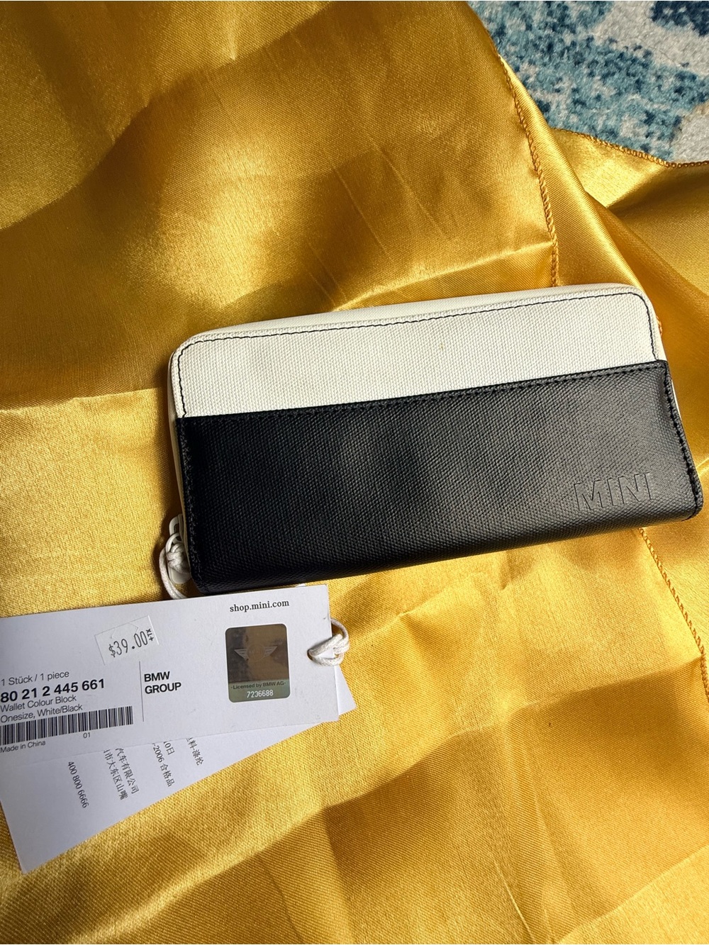 BMW Black and White Zip-Around Wallet